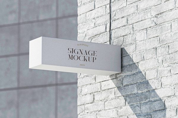 简约风矩形招牌店招标识牌样机mockup