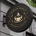 咖啡厅门头标牌招牌店招徽标样机mockup6组