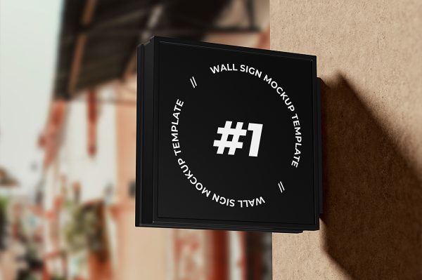 户外方形招牌店招标识牌样机mockup