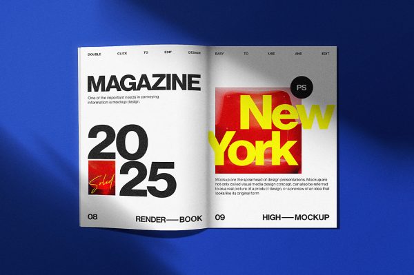 复古杂志画册样机mockup