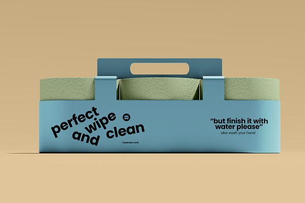 带包装的卫生纸纸巾卷纸样机mockup