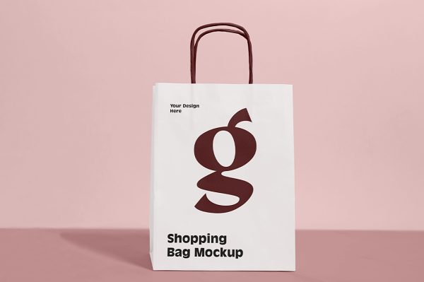 杂货店手提袋纸袋购物袋样机mockup