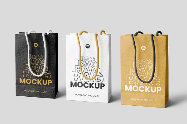 皮质礼品袋手提袋样机mockup
