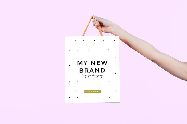 清新简洁的手提袋纸袋购物袋样机mockup