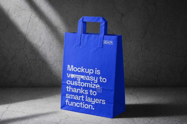 带墙面背景的手提袋纸袋购物袋样机mockup