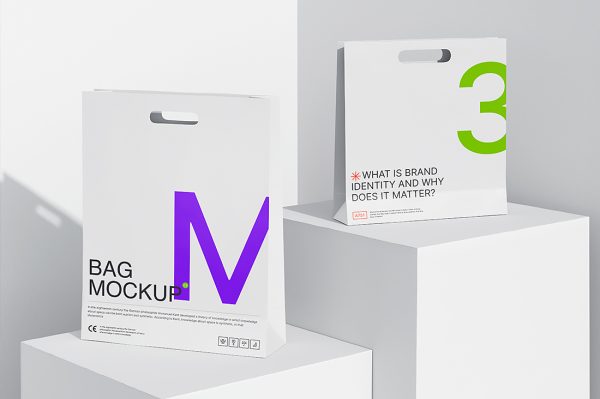 简约的手提袋纸袋购物袋样机mockup