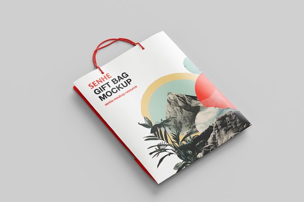 高质感礼品袋购物袋手提袋样机mockup4组