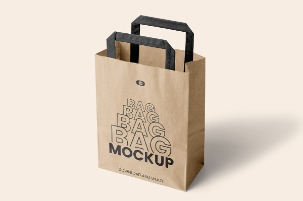 经典牛皮纸手提袋纸袋样机mockup