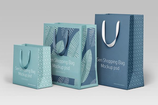 购物袋手提袋礼品袋样机mockup3组