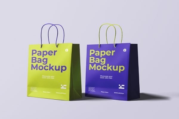 精致的购物袋手提袋纸袋样机mockup