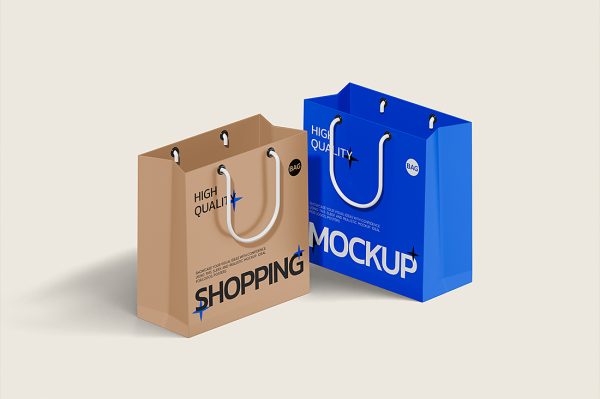 高质感礼品袋购物袋手提袋纸袋样机mockup2组