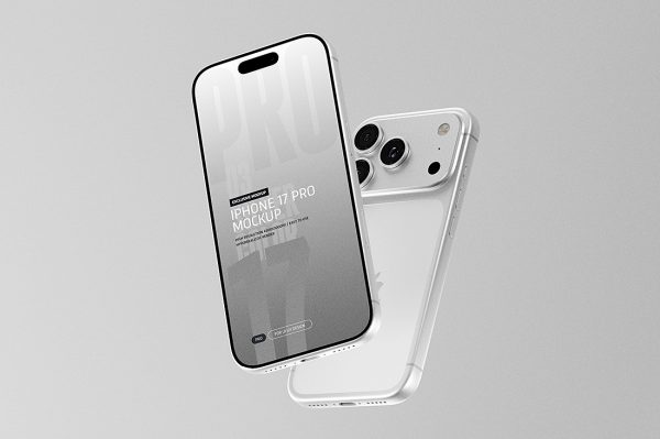 高质感银色iPhone 17 pro苹果手机样机mockup