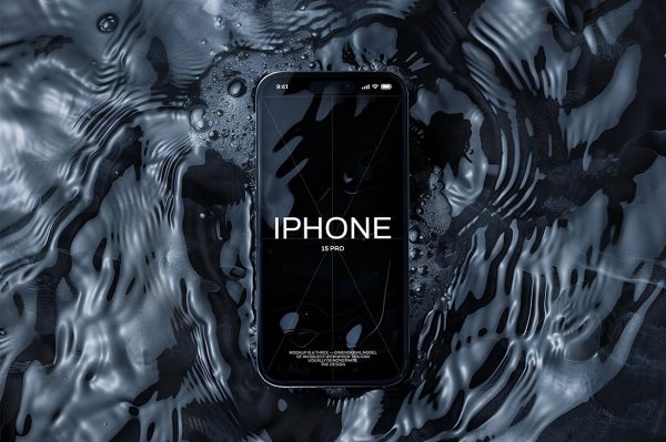 带场景的iPhone 15 pro苹果手机样机mockup