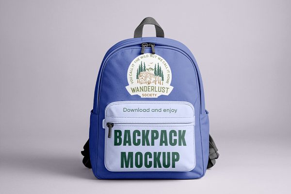 简约风书包背包双肩包样机mockup