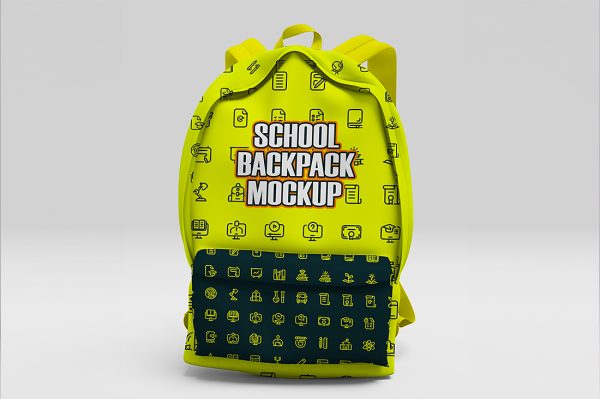 校园书包背包双肩包样机mockup