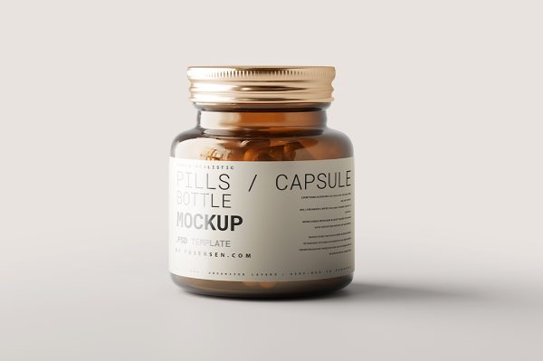 药瓶胶囊瓶保健品瓶包装样机mockup5组