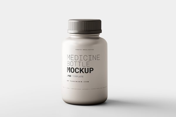 带名片的药瓶保健品瓶包装样机mockup5组