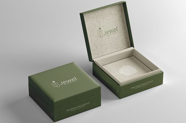 优雅的珠宝盒首饰盒包装盒样机mockup