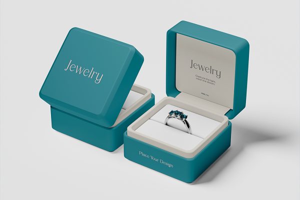 带戒指的珠宝盒首饰盒包装盒样机mockup3组