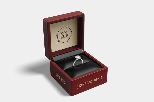 优雅的珠宝盒首饰盒包装盒样机mockup
