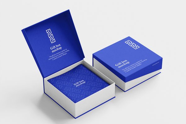 精致的珠宝盒首饰盒包装盒样机mockup5组