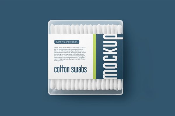 带包装盒的棉签样机mockup