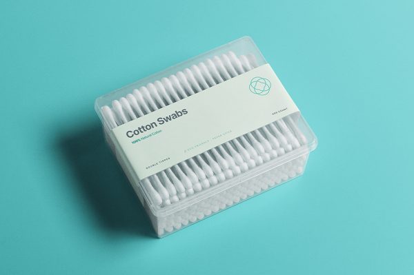 精致的棉签包装样机mockup