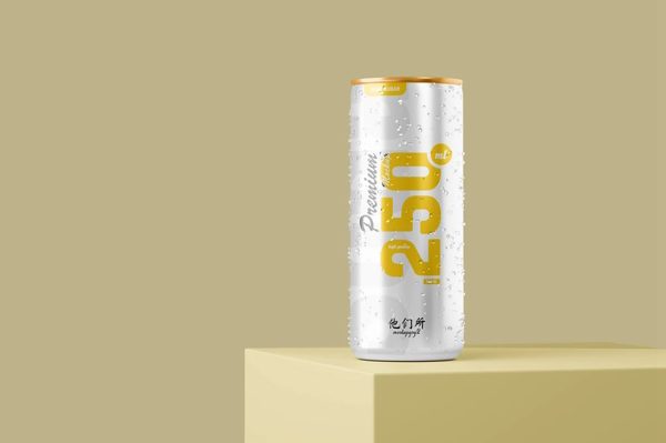 带场景的易拉罐饮料罐啤酒罐苏打水罐包装样机mockup3组