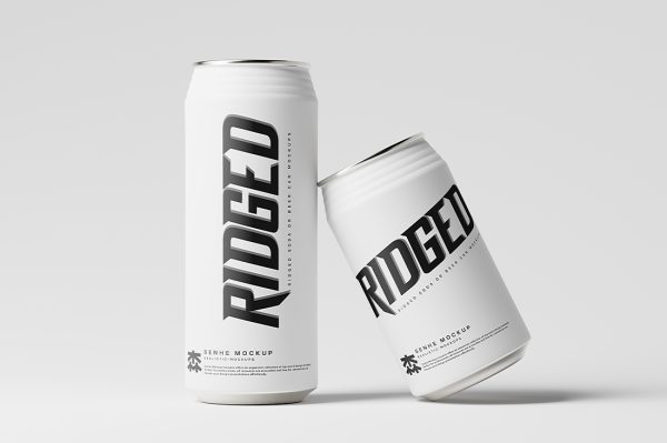 俩种容量的易拉罐饮料罐啤酒罐苏打水罐包装样机mockup15组