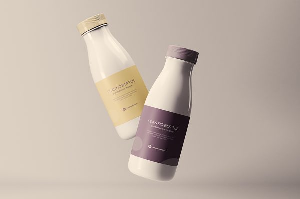 简约牛奶瓶饮料瓶样机mockup