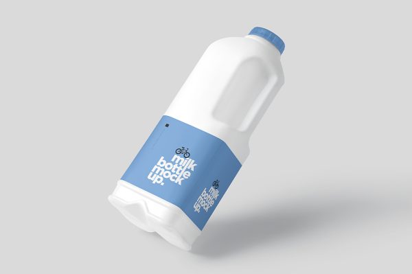 带标签的塑料牛奶瓶饮料瓶样机mockup5组