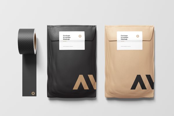 带胶带的信封袋快递袋包装样机mockup