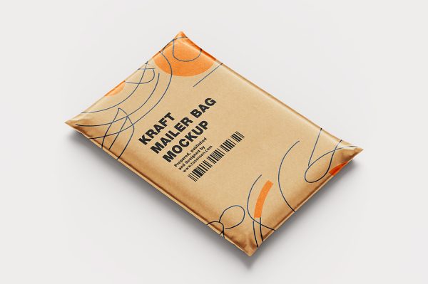 牛皮纸快递袋包装样机mockup4组