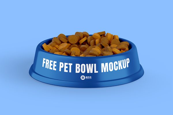 带狗粮的宠物碗猫碗狗碗样机mockup3组