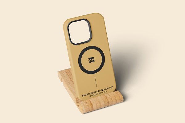 带支架的iPhone苹果手机壳设计样机mockup