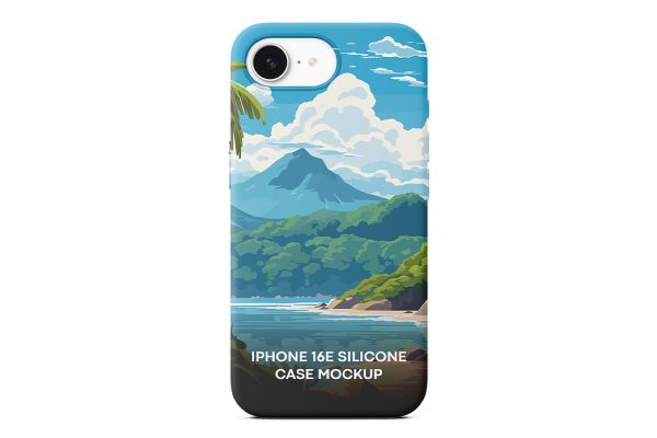 硅胶iPhone 16 e苹果手机壳设计样机mockup