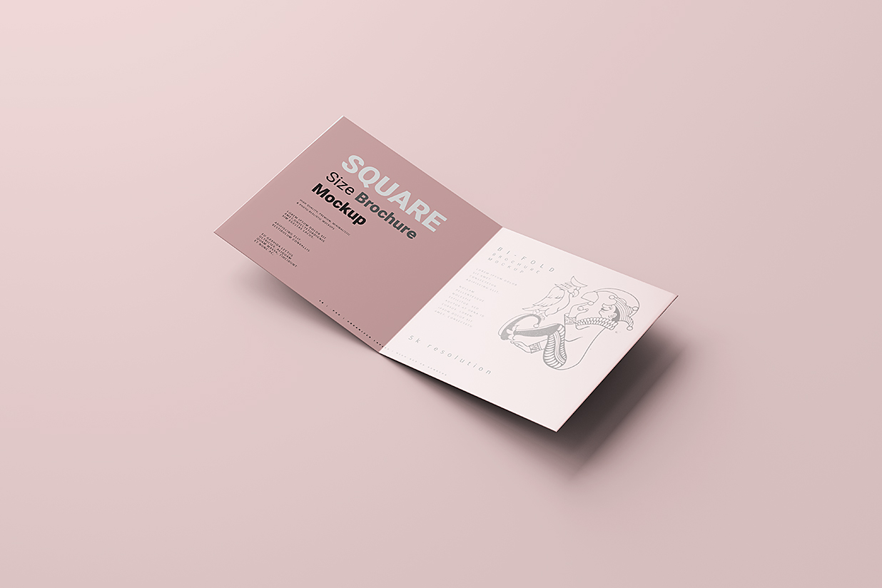 高质感正方形折页双折页样机mockup5组插图