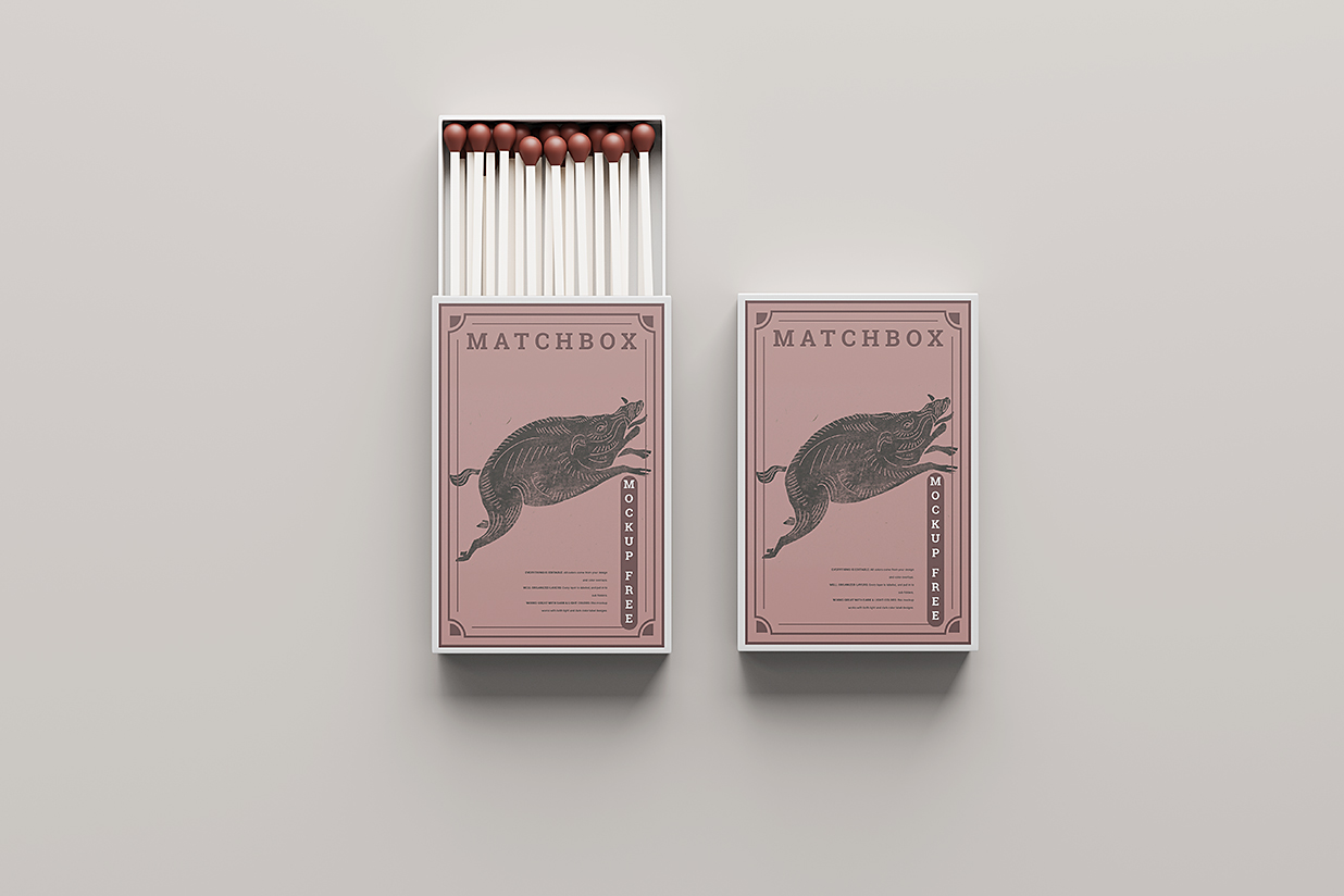 高质感火柴盒包装样机mockup5组插图1