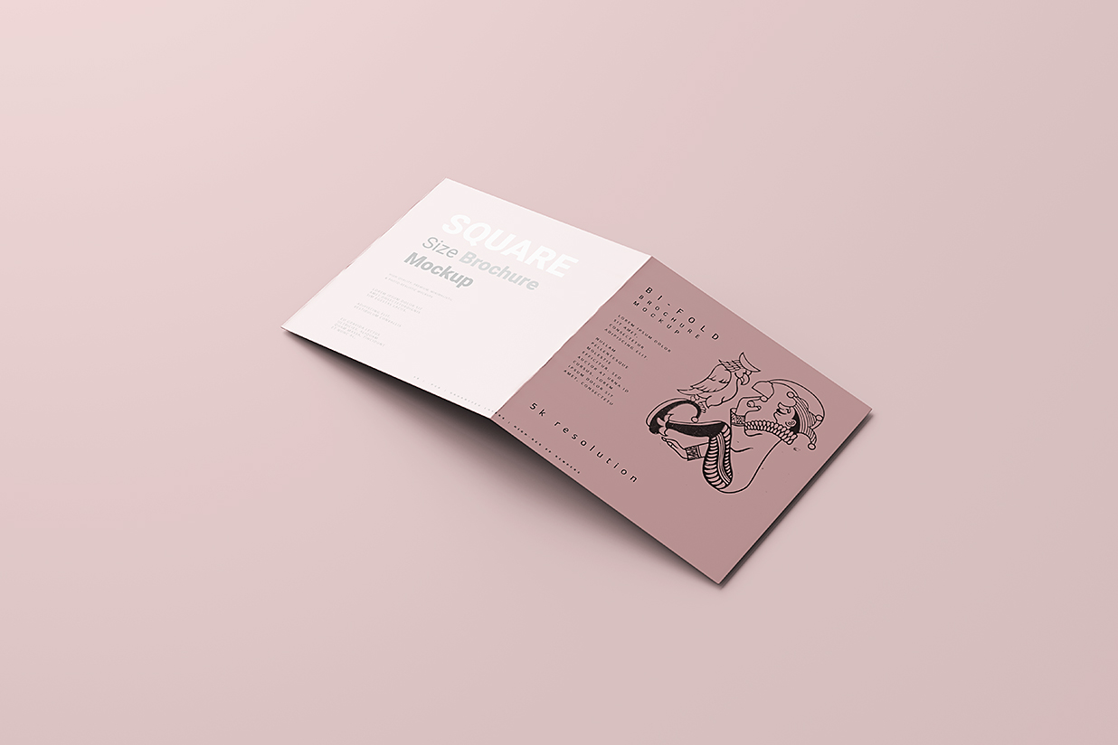 高质感正方形折页双折页样机mockup5组插图1