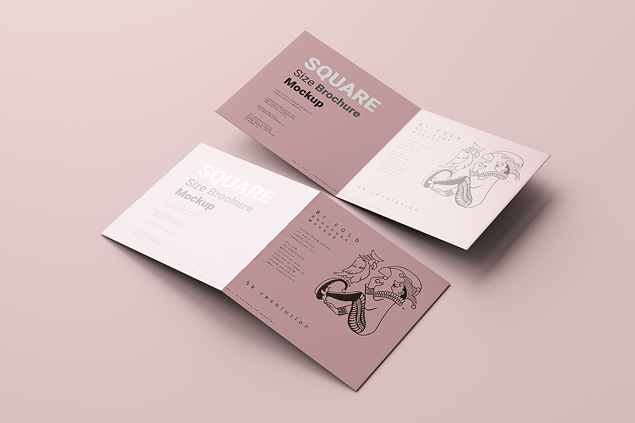 高质感正方形折页双折页样机mockup5组插图2