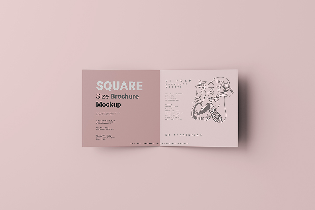 高质感正方形折页双折页样机mockup5组插图3