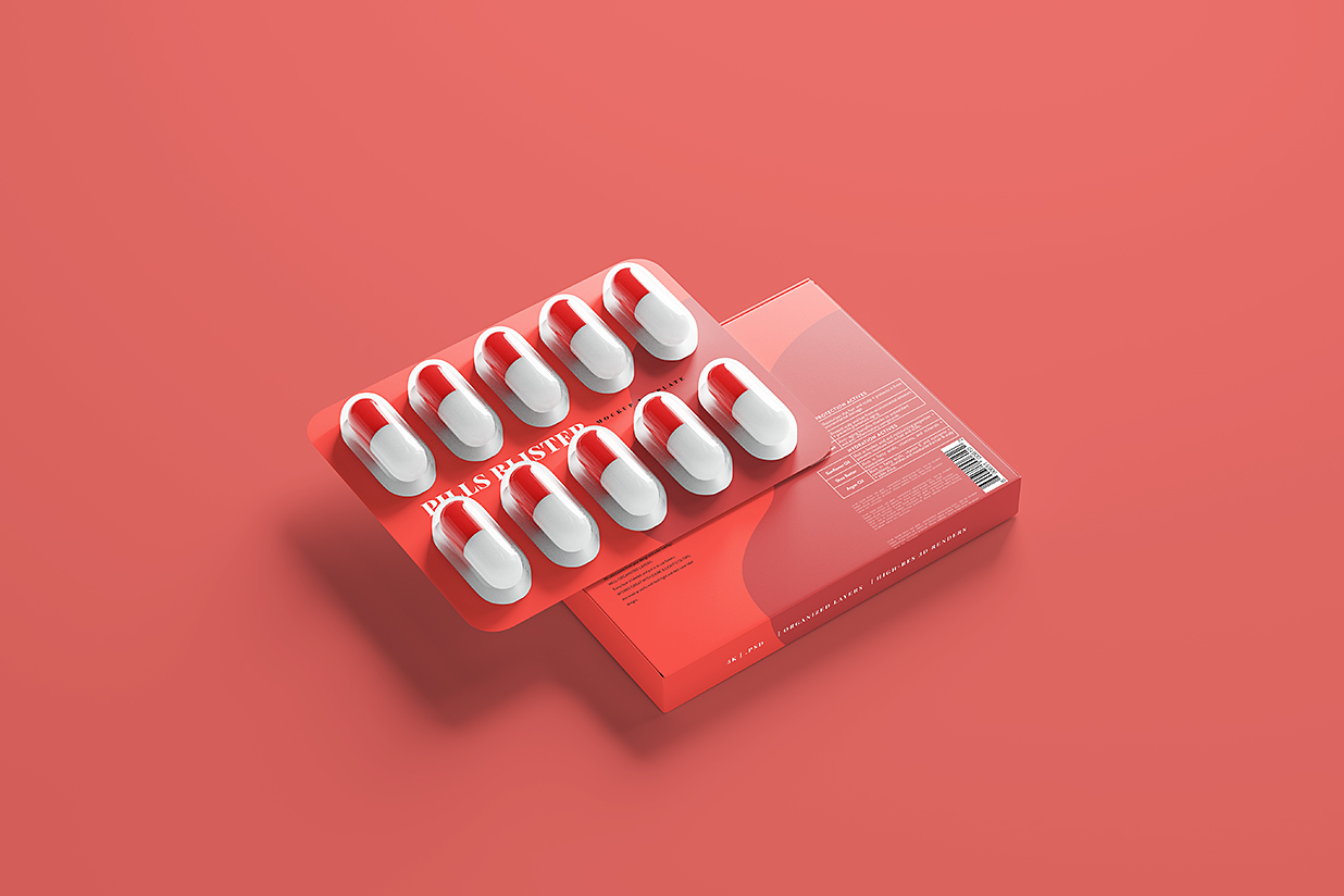 高质感带包装盒的药片药丸样机mockup10组插图6