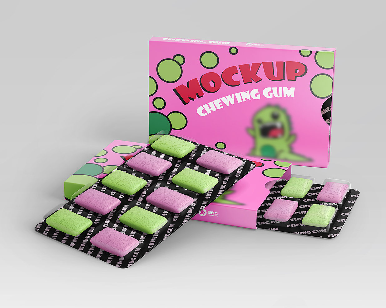 高质感口香糖包装样机mockup3组插图