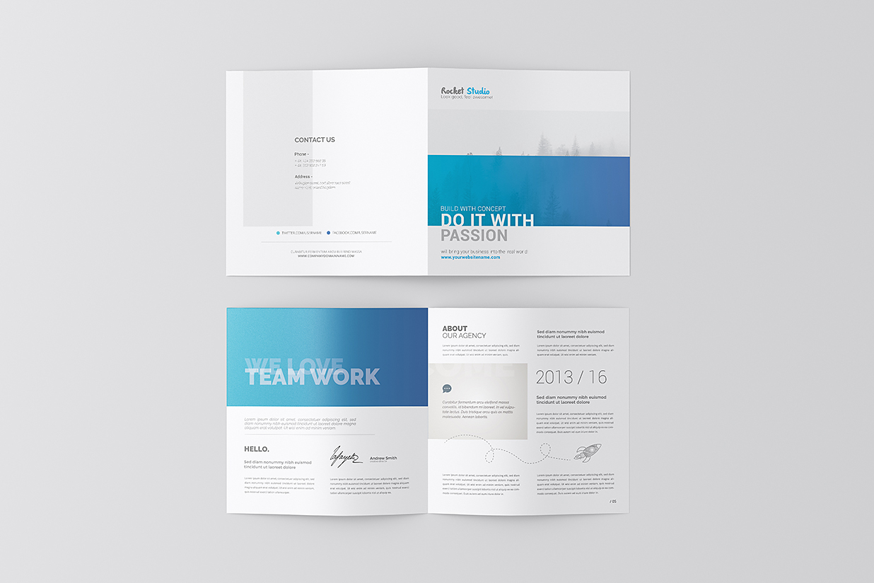 方形折页双折页样机mockup4组插图