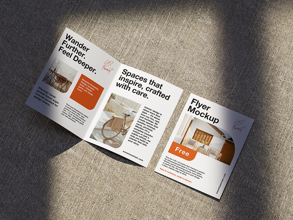 高质感带场景的折页双折页样机mockup4组插图