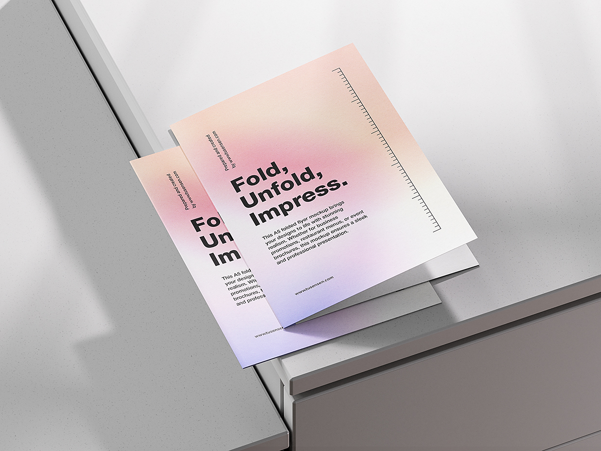 带抽屉场景的折页双折页样机mockup4组插图