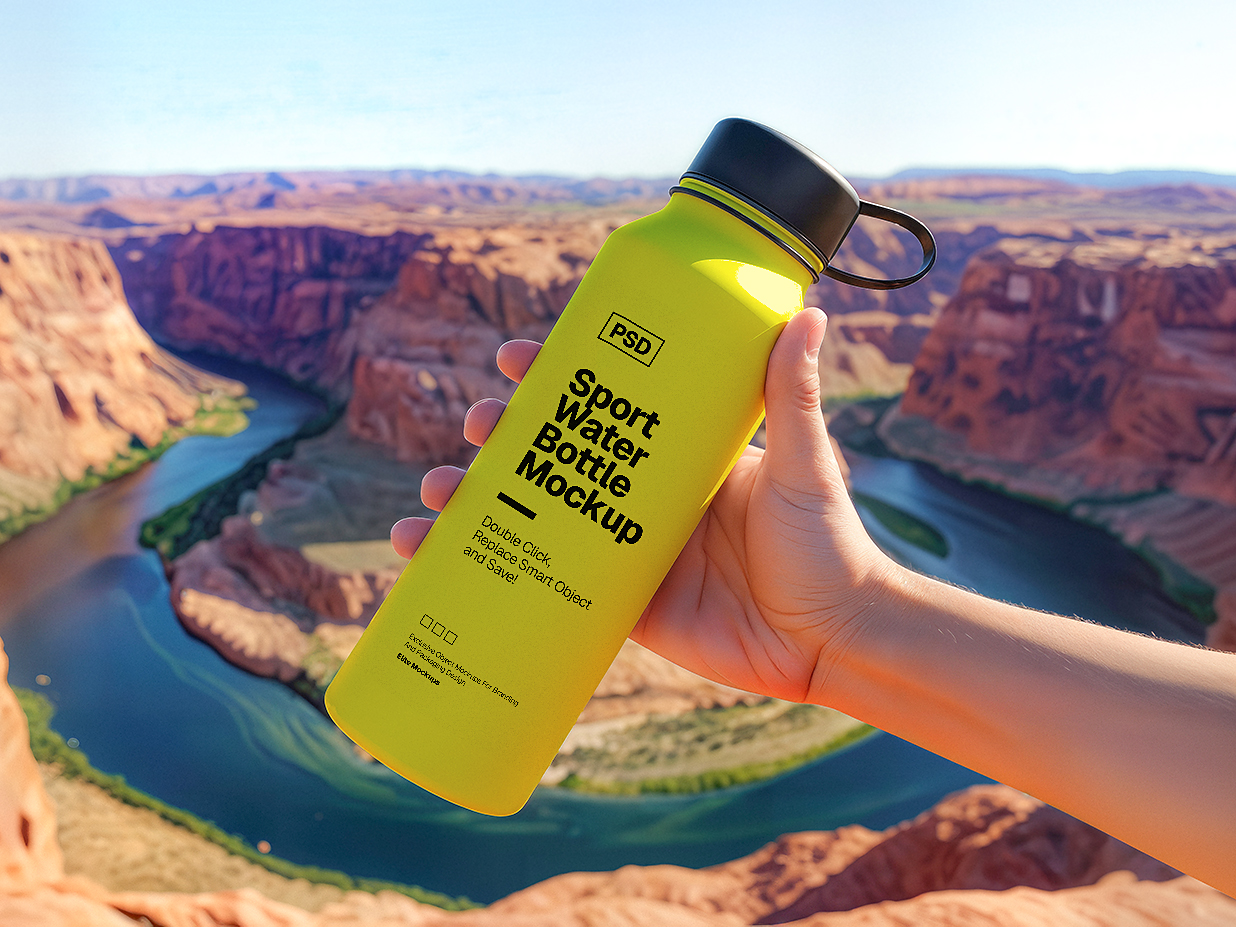 带场景的手持保温杯水瓶样机 mockup插图