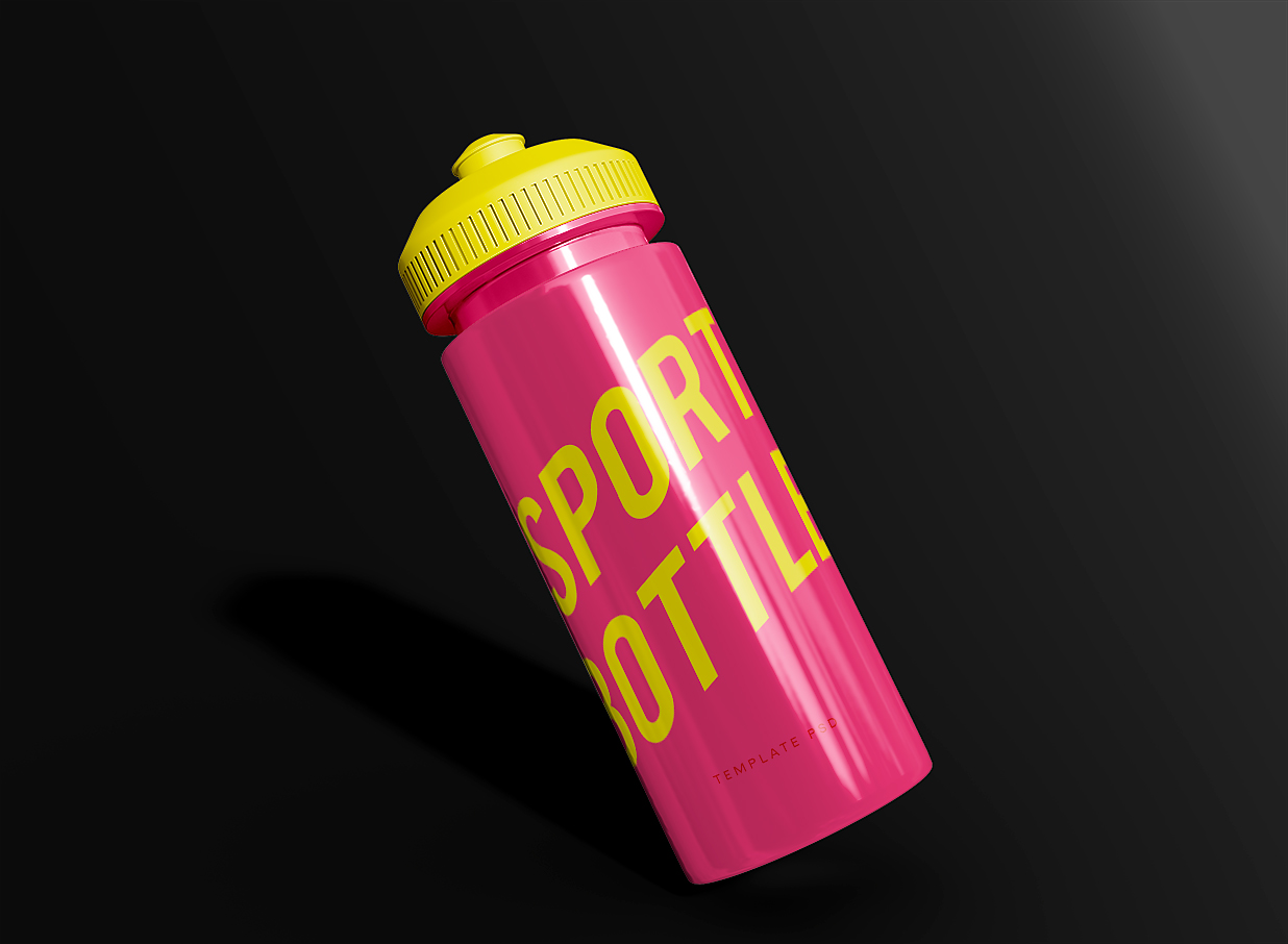 漂浮的运动保温杯水瓶样机 mockup插图