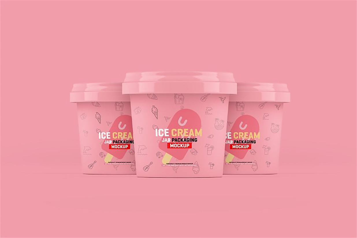 冰淇淋罐包装样机mockup4组插图