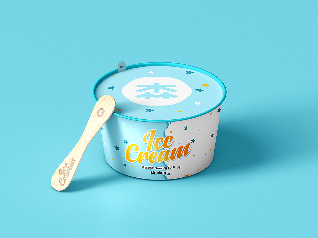 带木棒的冰淇淋杯包装样机mockup插图